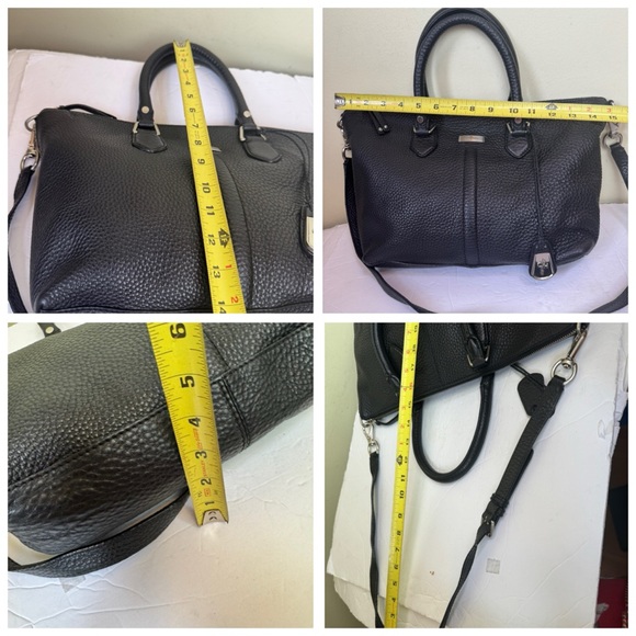 Cole Haan Pebble Leather Satchel Shoulder Crossbody Bag Tote Logo Minimalist Fob - Picture 5 of 16